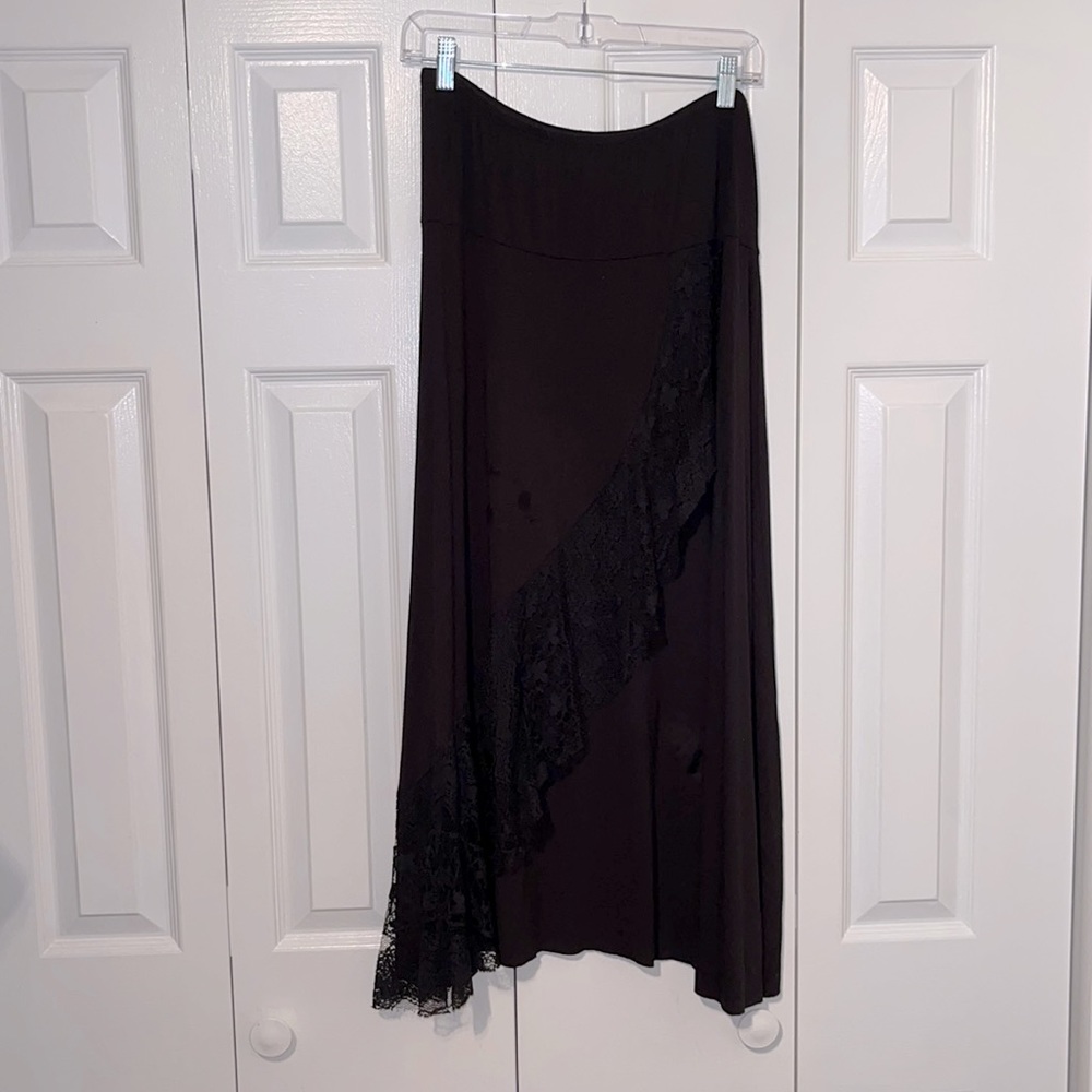 Black Midi Skirt with Lace
